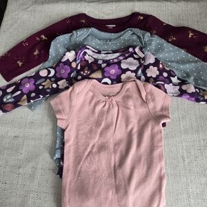 Baby Bundle - Pink Short-Sleeve Baby Bodysuit & Mixed Long-Sleeve Tops Set